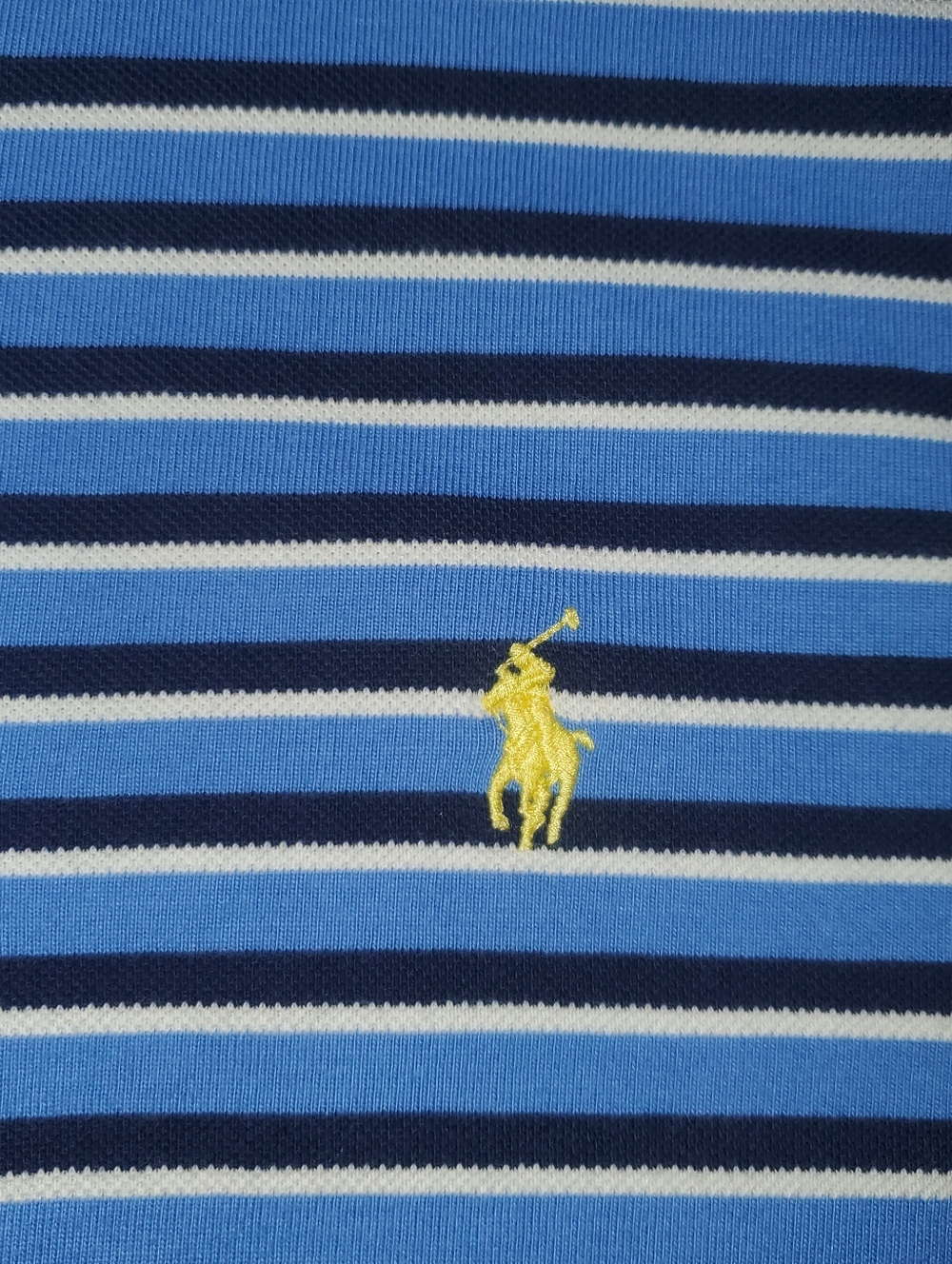 Men's Blue Striped Polo by Ralph Lauren Shirt Size Large